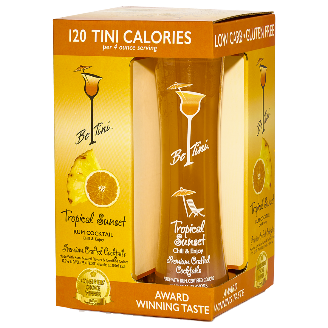 Be Tini Spirits - Tropical Sunset Rum Cocktail 200ml 4 pack