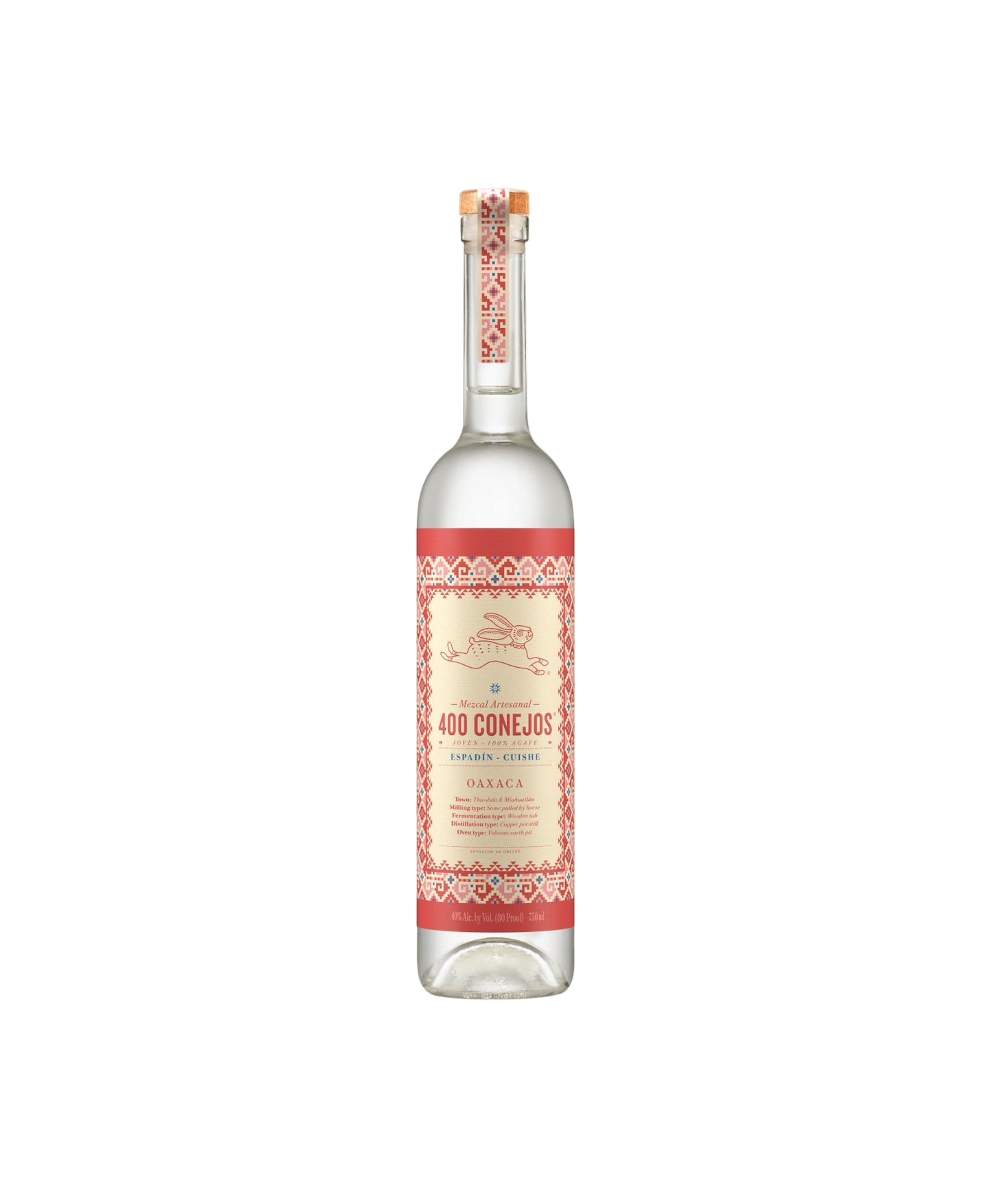 Bottle of 400 Conejos tequila on a beige background