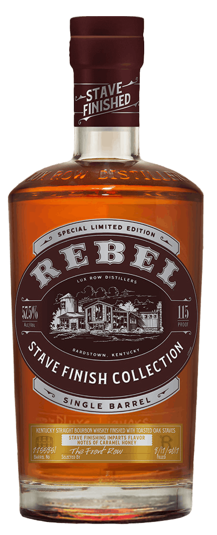 Rebel 10 Year Single Barrel Bourbon and Rebel Caramel Honey Stave Finish (Front Row)